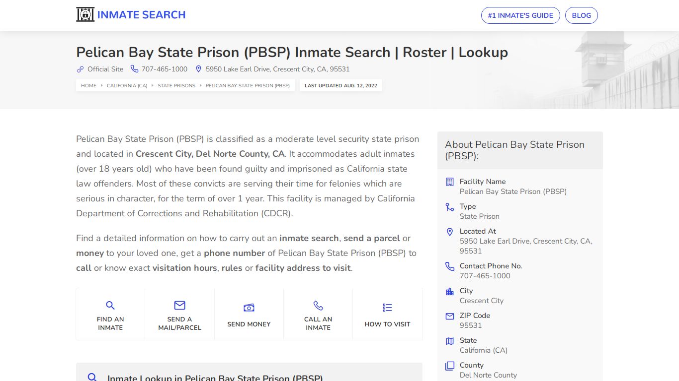 Pelican Bay State Prison (PBSP) Inmate Search | Roster ...